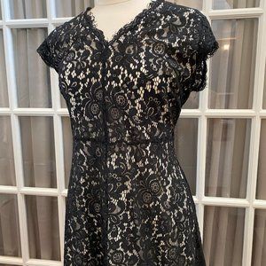 H&M tee length black lace dress